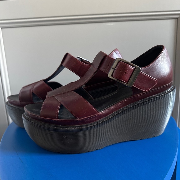 Adaya Oxblood Dr Martens Womens platform Wedge Size  US 7 Rare Discontinued - Picture 6 of 9